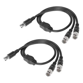SinLoon 2 Pack BNC Splitter Cable BNC Female to Dual BNC Male Adapter Cable for CCTV Security Camera Home Surveillance Closed-circuit TV System (Female to 2 Male)