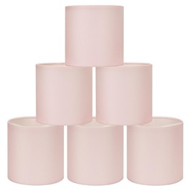 LAMPWELL KIKI Pink Clip on Chandelier Lamp Shades Set of 6,Small Lamp Shades Clip on bulb,5"×5"×H5",Mini Fabric Drum Lamp Shade,FOR CANDLE BULB AND SMALL GENERAL BULB