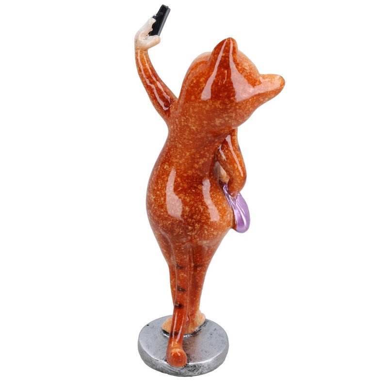 AB Tools Ginger Slim Cat Taking Selfie Picture Ornament Statue
