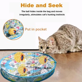 COM4SPORT Interactive Cat Toy, Cat Play Mat Motion Activate Cat Toy Ball with Plush Cover, Self Play Cat Toys for Indoor