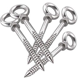 5 Pack 304 Stainless Steel Eye Screws Durable Eye Hooks Screw in Heavy Duty Perfect for Hammock Stand, Yoga, Swing Chair (Load Capacity 650lbs)
