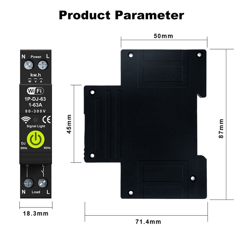 Tuya WiFi Intelligent Circuit Breaker ON OFF Timing Photovoltaic Bidirectional