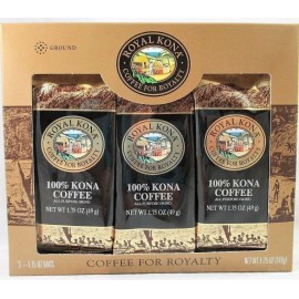 Royal Kona 100% Kona Coffee Ground Single Pot Gift Pack (Three 1.75 oz. Bags)