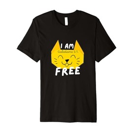 I AM Free | Kitty Cat Face Lovers Bible Verse Premium T-Shirt