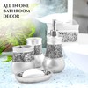 Crackled Glass Silver Bathroom Accessories Set - 6 Piece Bathroom