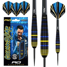 RED DRAGON Luke Humphries Coolhand 22G Brass Steeltip Darts Set with flights and Shafts (Stems)