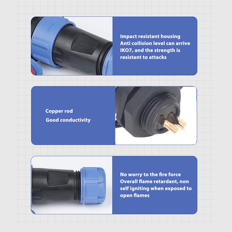 5Pcs Aviation Plug Socket IP68 Waterproof 2 Pin Aviation Connector