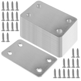 JEUIHAU 30 Pcs Stainless Steel Flat Joining Plates, Straight Mending Plates, Suppor Flat Brackets for Repairing and Fixing, Furniture, Beds, Tables, Shelves, Wood