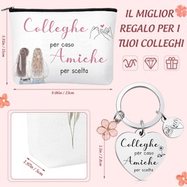 Ylinge Gift Set for Colleagues and Friends Cosmetic Bag and Keyring Canvas Makeup Bag Clutch Bag for Colleague Birthday Gift, as pictures show, Casual