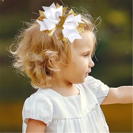 Girls' Princess 1st birthday hair clips Birthday Hair Bow for Baby Girl 1st Birthday Decorations.(FJ123) (1st White)
