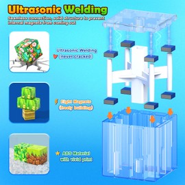 Gooidea 150 Magnetic Blocks, STEM Constructions Building Toy – Mine Magnet World Craft Jungle Animal Theme Sensory Travel Cubes - Christmas Birthday Gifts for Boys Girls Ages 3-6,5-7,4-8,8-12