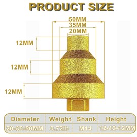 TNDCKP Diamond Core Drill Bit, Diamond Cone Tile Bit 20-35-50mm Hole Expander, Stone Core Bit for Metal, Concrete, Tile, Marble, Artificial Stone
