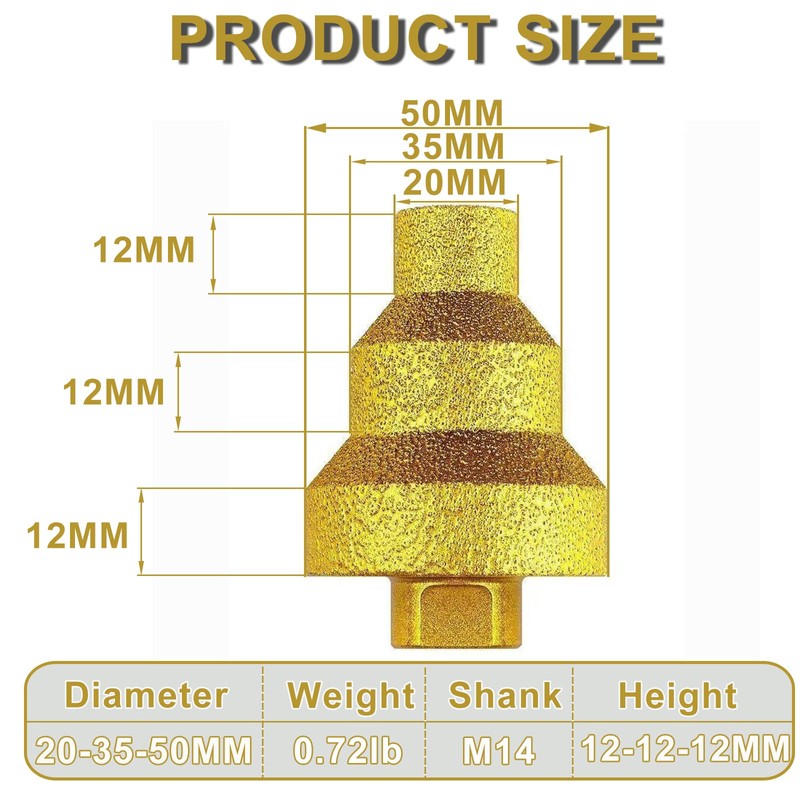 TNDCKP Diamond Core Drill Bit, Diamond Cone Tile Bit 20-35-50mm