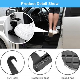 Folding Car Door Pedal, Door Step Running Boards with U Hook Locking, Foot Pegs Vehicle with Safety Hammer, Door Step Car, Folding Car Pedal Door Step, Car Door Step for Car Roof for SUV/RV