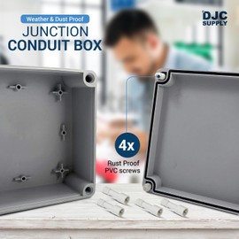 DJC Supply Co. 8" x8" x4" Weather & Dust Proof IP65 PS Plastic Universal Electrical Junction Conduit Box and DIY Project Enclosure, Use for Outdoor and Indoor (1 Pack)