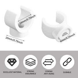 Pack of 20 Pipe Clamps 20 mm Plastic U-Hook Water Pipe Holder PEX Clips Clamps Pipe Clamp for Rod Pipe Isorpipe Empty Pipe, White