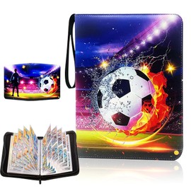 Pmueuff Trading Card Album, 50 Pages Football Cards Scrapbook PU, Football Portfolio Folder Cards 400 Cards Capacity with Zip, Football Book for Cards, Sports, Trading Card Games