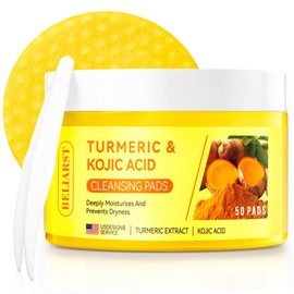 BELIARST Turmeric Kojic Acid Cleansing Pads, Deep Cleansing & Hydrating Facial Pads, 50 Pads, Gentle for All Skin Types