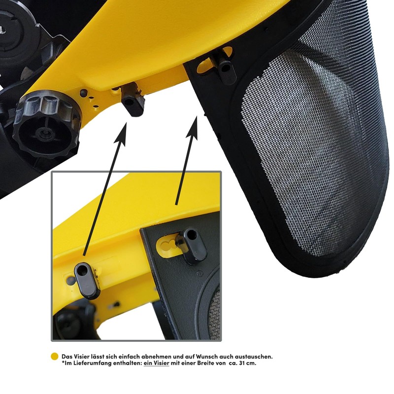 TRUTZHOLM Face protection with ear protection, mesh visor, eye protection