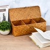 TIMESETL Storage Baskets for Shelves,Seaweed Weaving with lid,3 Spacers Handmade