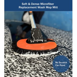 YeewayVeh Car Wash Brush Replacement Head, Soft & Scratch-Free Microfiber Bristle Car Wash Mop Head Suitable for Blue 15° Curved Pole Car Washing Brush, Orange