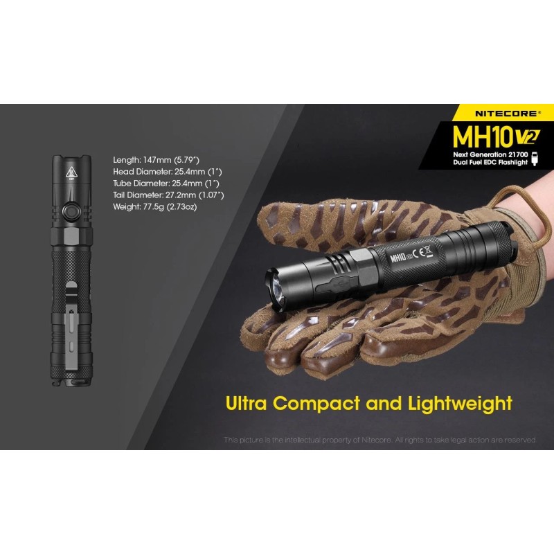 Nitecore MH25 PRO Multitask Hybrid Series Rechargeable Flashlight -3300 lumens