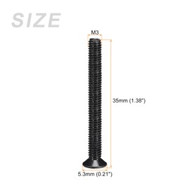 METALLIXITY 50pcs M3 x 35mm Flat Head Screws Carbon Steel Machine Screws for Eyeglass Watch Small Electronics Black
