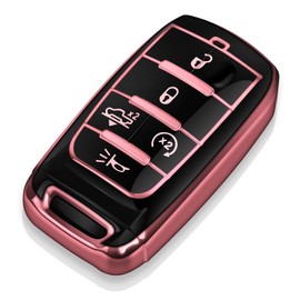 Tukellen for Dodge Key Fob Cover Soft TPU Full Protection Key Shell Key Case Compatible with 2019-2023 Dodge RAM 1500 2500 3500 ,4-5 Buttons(Pink)