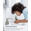FORIOUS Bathroom Faucets 3 Hole Brushed Nickel, Waterfall 8 Inch