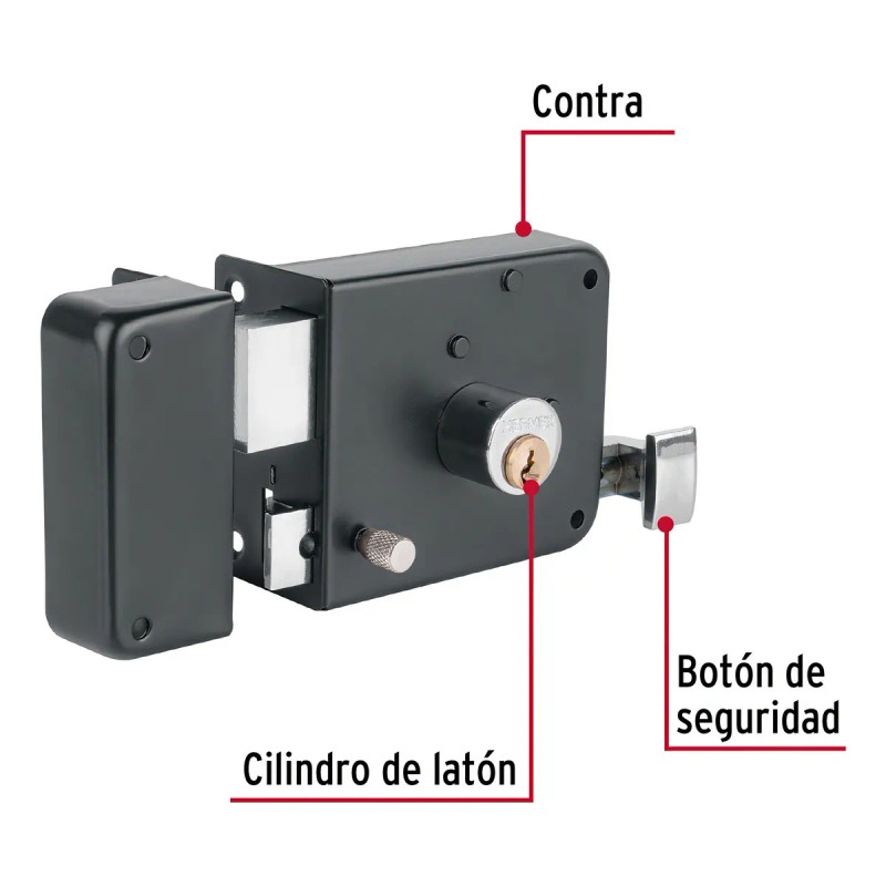 Cerradura De Sobreponer Izquierda Insta-fácil Hermex CS-756I Color Negro