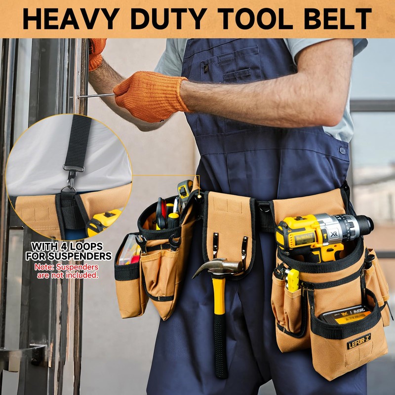 Tool Belt,Magnetic Tool Pouch,27-Pockets Heavy Duty Tool Belts for Men