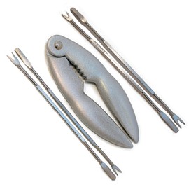 Basic Crustacean Set Lobster & Crab Claw Cracker and 4 Stainless Seafood Picks Set.