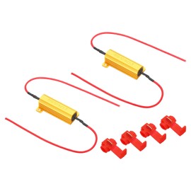 PATIKIL 50W 4 Ohm Aluminum Shell Resistor, 2 Pack Aluminum Housing Resistor Housed Case Wirewound Resistors Screw Tap Power Resistor Golden