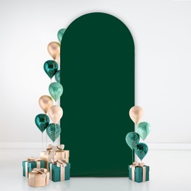 AIBIIN 2.6x6ft Green Color Arch Shape Backdrop Round Top Backdrop Arch Frame Cover 2-Sided Fit Backdrop Stand for Wedding Ceremony Birthday Party Baby Shower Banquet Decoration