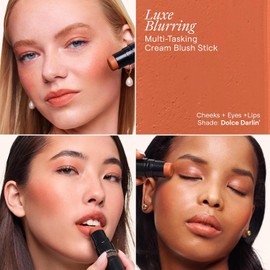 Nudestix Nudies Matte Lux – 3-in-1 Soft-Matte Blush Stick for Cheeks, Eyes & Lips with Built-In Brush Cream-to-Powder Finish with Blurring Effect Dolce Darlin'