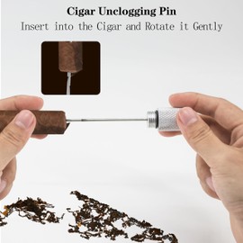 Cigar Unclogging Pin Set, Cigar Punch Tool with Cigar Draw Enhancer & Cigar Nubber for Easy Cutting of Blocked Cigars and Enjoy The Last FT Cigar Without Getting Burned-Silver