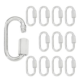 AUXBC 12Pcs M4 Quick Link Chain, 5/32 Inch Metal Locking Quick Links, D Shape Connectors, Heavy Duty Carabiner Clips for Camping Hiking Hammocks Towing-500lb Capacity