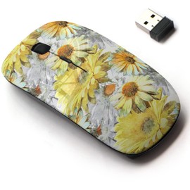 2.4G Wireless Mouse with Cute Pattern Design for All Laptops and Desktops with Nano Receiver - Vintage Watercolor Floral
