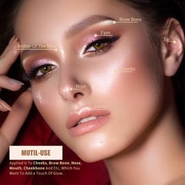 Diamond Shine Highlighter Powder Palette, Face Highlighter Palette, Lightweight Shimmer Face Makeup, Long Lasting Shimmer Colors for Highlighting and Contouring(Pearl White)