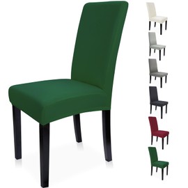 Zindoo Dining Chair Seat Covers, Green Chair Covers for Dining Chairs 4, Stretch High Back Chair Covers, Spandex Dining Chair Covers for Wedding, Hotel, Restaurant, Banquet, Kitchen