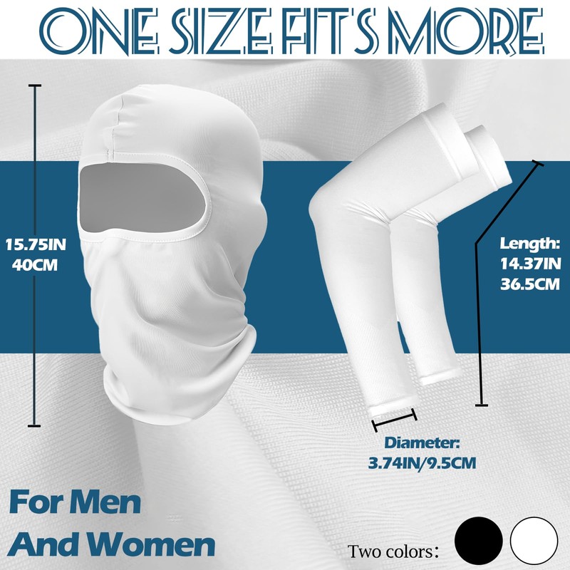 KMOLY Balaclava Ski Face Mask And Arm Sleeves Set for