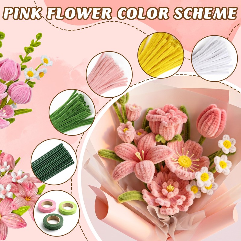 Pipe Cleaner Flower Kit, 700PCS Premium Pipe Cleaners Bulk with