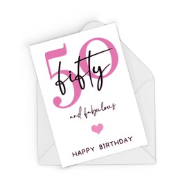 Rib ticklerz - 50th Birthday Card 50 And Fabulous Happy Birthday Best Friend Daughter Besties Friendship Card Gifts Celebration Milestone Cards For Her - CD698