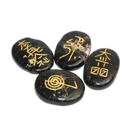 Jet International Tourmaline Oval Usui Reiki Healing Set Free Booklet Crystal Therapy Chakra Balancing Divine Spiritual Growth Power Peace Strength Confidence Image is JUST A Reference