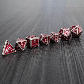 Premium Metal DND Dice Set with Skull Design - 4 Sided to 20 Sided, Zinc Alloy with Resin Coating to Protect, Balance Weight for Fair Roll, Perfect for DND MTG Dice TTRPG, with A Metal Box (Barbarian)