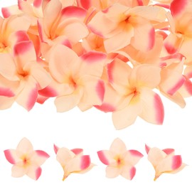 M METERXITY 10-Pack Artificial Plumeria Flowers, Fake Silk Heads Flower Hawaiian Plumeria Petal for DIY Crafts/Dress/Wedding/Party Decoration [Champagne+Red, 3.9"/ 10cm]