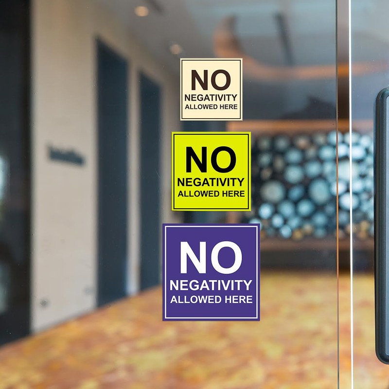 Signs ByLITA Square No Negativity Allowed Here Sign(Navy Blue/Gold) -