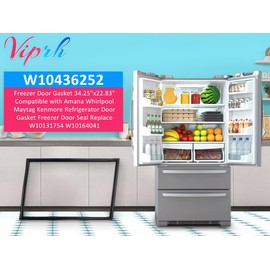Viprh Upgraded W10436252 Freezer Door Gasket 34.25"x22.83" Compatible with Amana Whirlpool Maytag Kenmore Refrigerator Door Gasket Freezer Door Seal Replace W10131754 W10164041