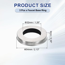 uxcell 3Pcs Faucet Base Rings, 2.13"x1.26"(OD x ID) Stainless Steel Wire Drawing Washer Fasteners Tap Hole Cover for Bathroom Kitchen Faucets, Silver