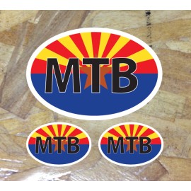 Mountain bike MTB Mountain Bike AZ Arizona Flag Mountain Bike sticker decal - 3 for 1 - 3-1/2" wide